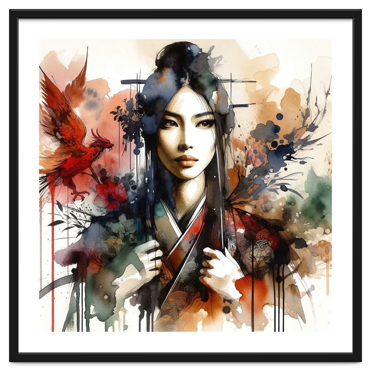 Phoenix Spirit Asian Warrior Portrait