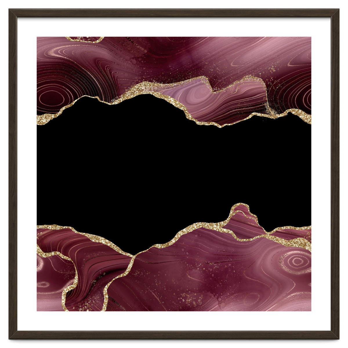 Burgundy & Gold Glitter Agate Texture 04