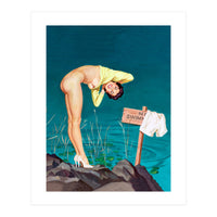 Sexy Pinup Girl With No Swimming Sign (Print Only)