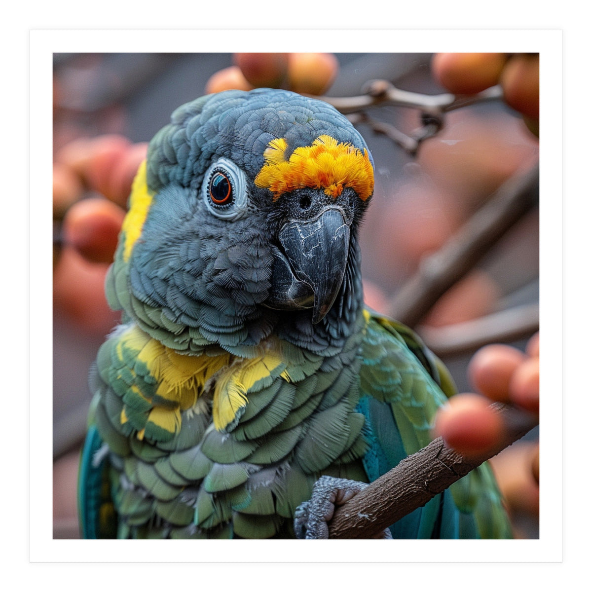 Yellow Headed Amazon Parrot Close Up Portrait (Print Only)
