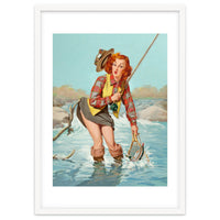 Sexy Pinup Girl On Fishing Accident