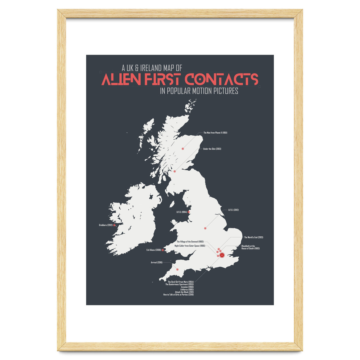 UK & Ireland Map of Alien First Contacts in Movies