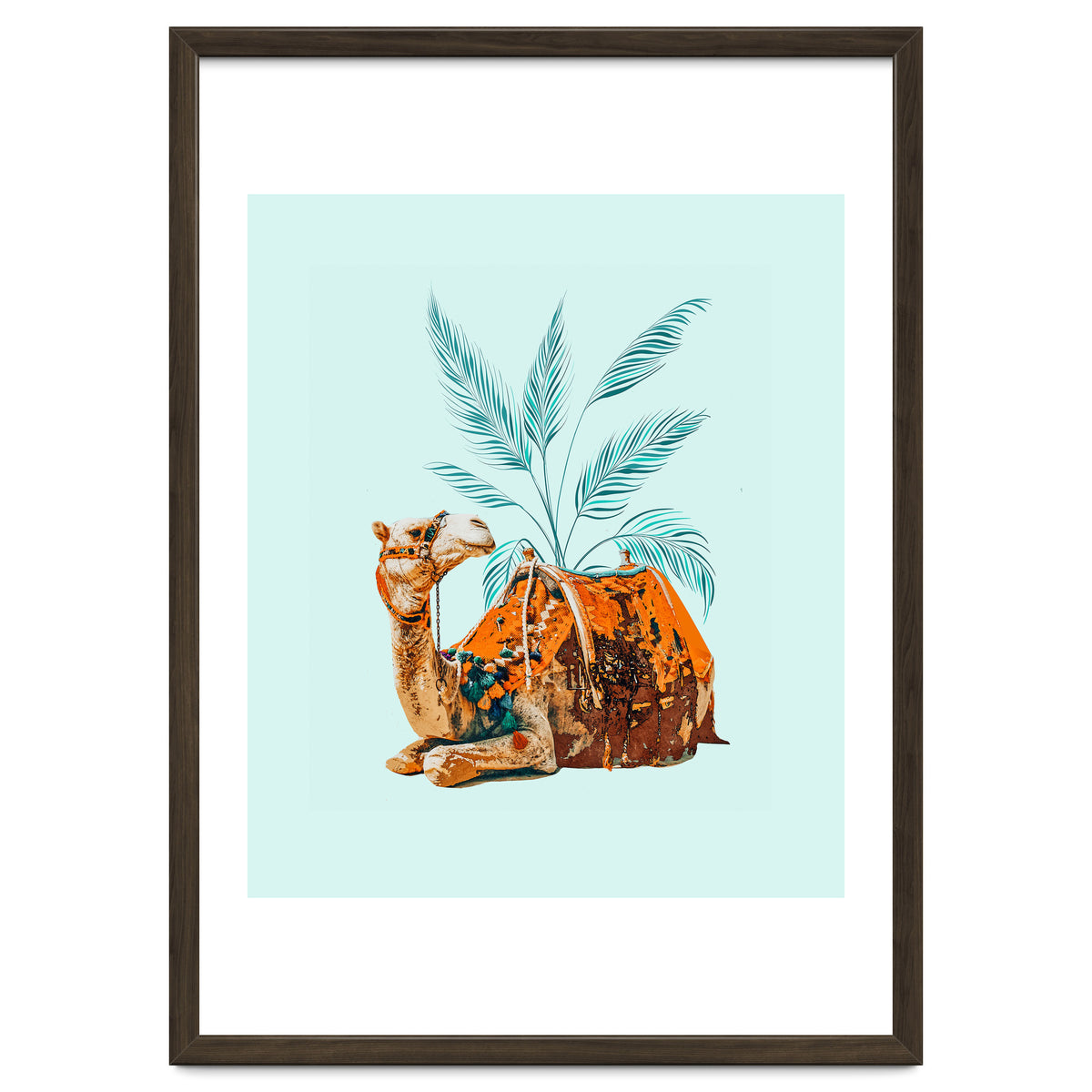 Camel Ride, Modern Bohemian Eclectic Animals, India Culture Travel Palm Desert Painting