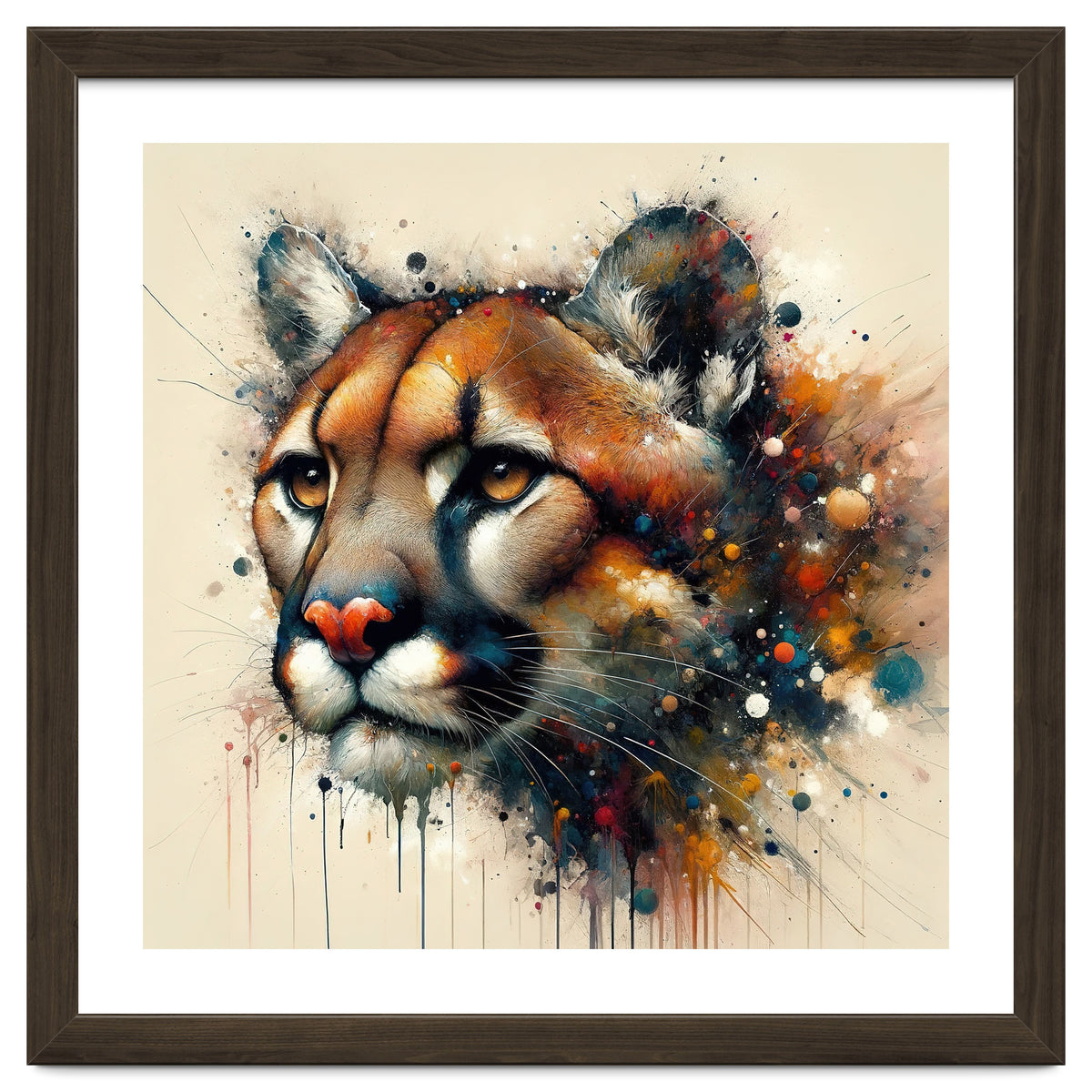 Watercolor Cougar Portrait