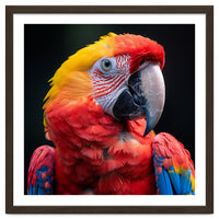 Scarlet Macaw Parrot Headshot Vibrant Colors