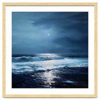 Midnight Seascape with Moonlight Reflecting