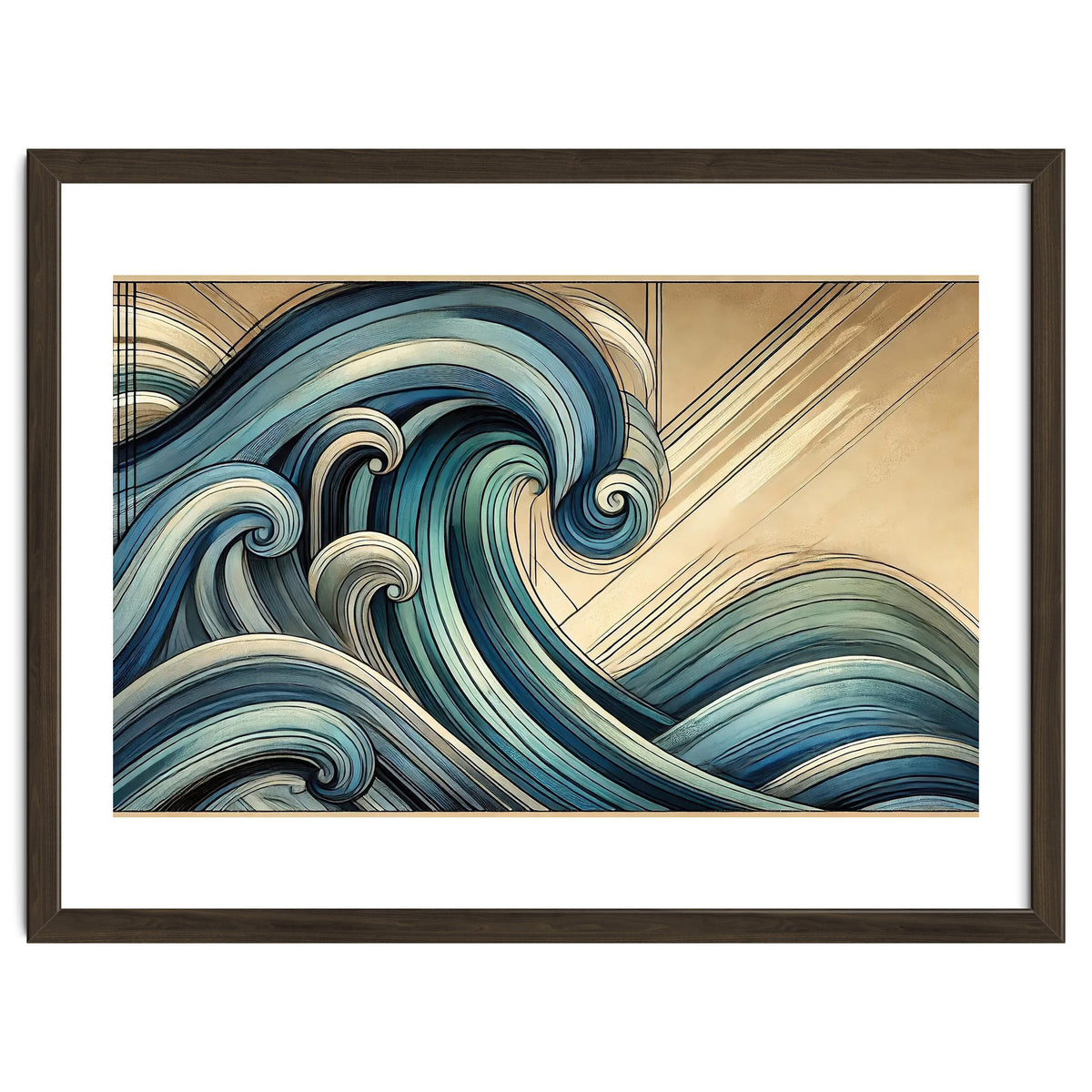 Art Deco Blue Ocean Waves