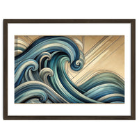 Art Deco Blue Ocean Waves