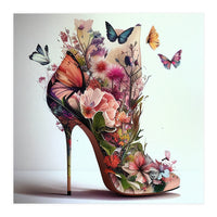 Floral Stiletto With Butterflies (Print Only)