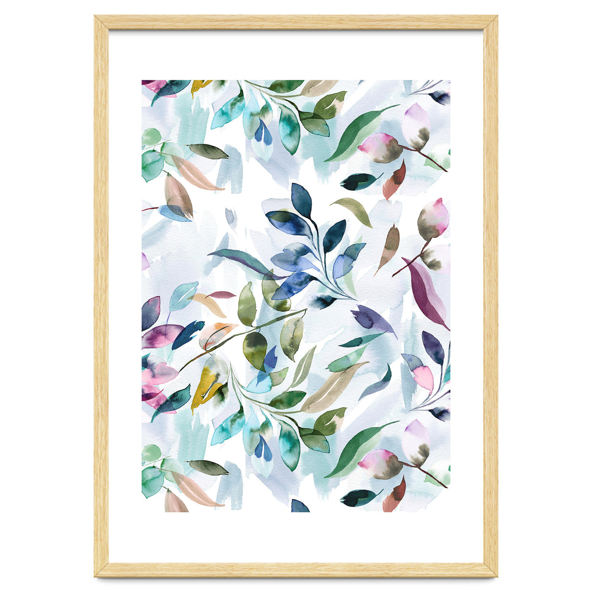 Watercolor Tranquility Leaves Mauve