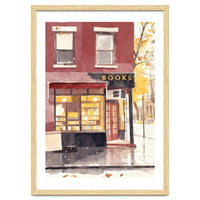 Cozy Bookshop, Autumn Book Shop Street Art, LibraryBook Store