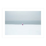 A walking woman in the winter snow beach (Print Only) thumbnail