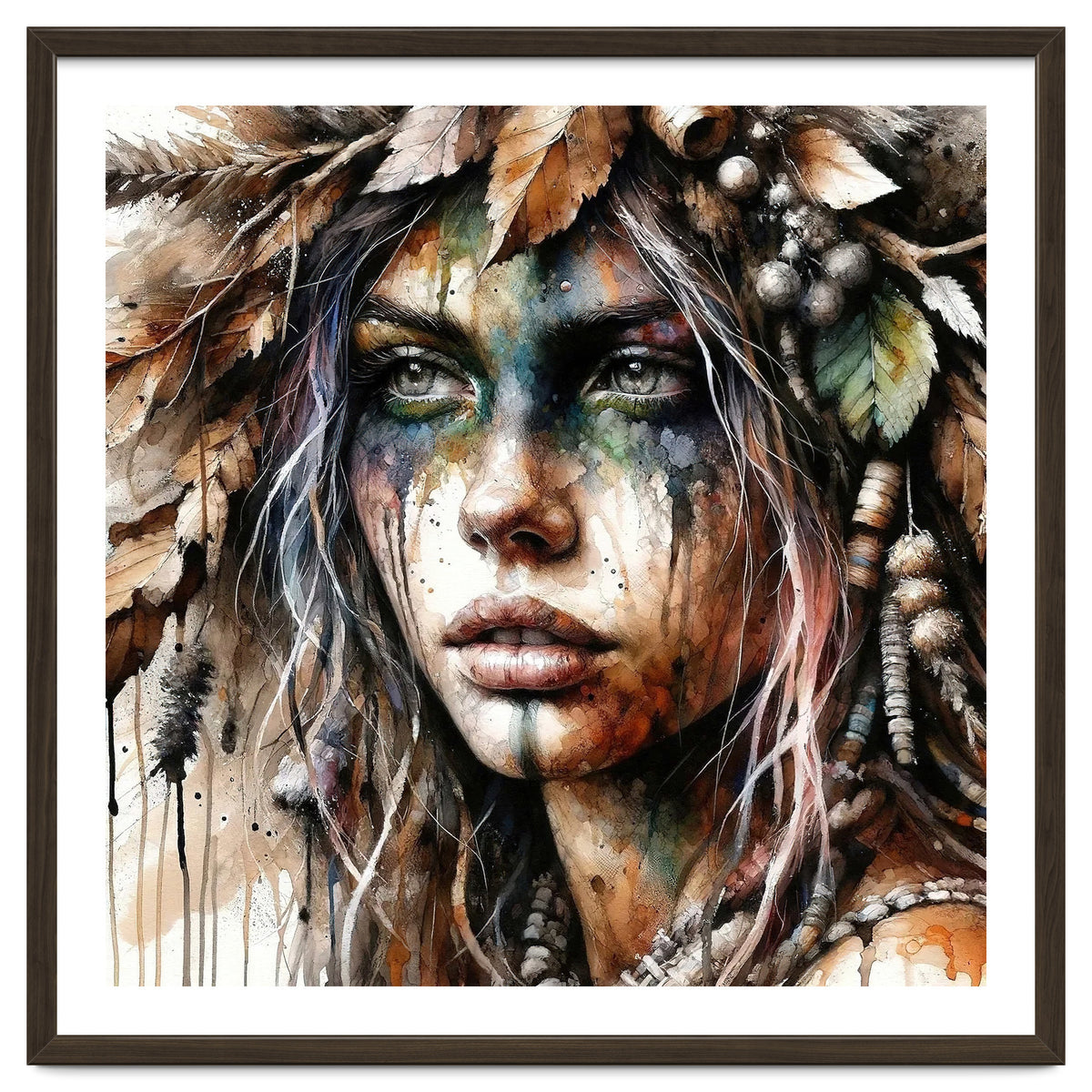 Autumn Leaf Druid Woman Portrait