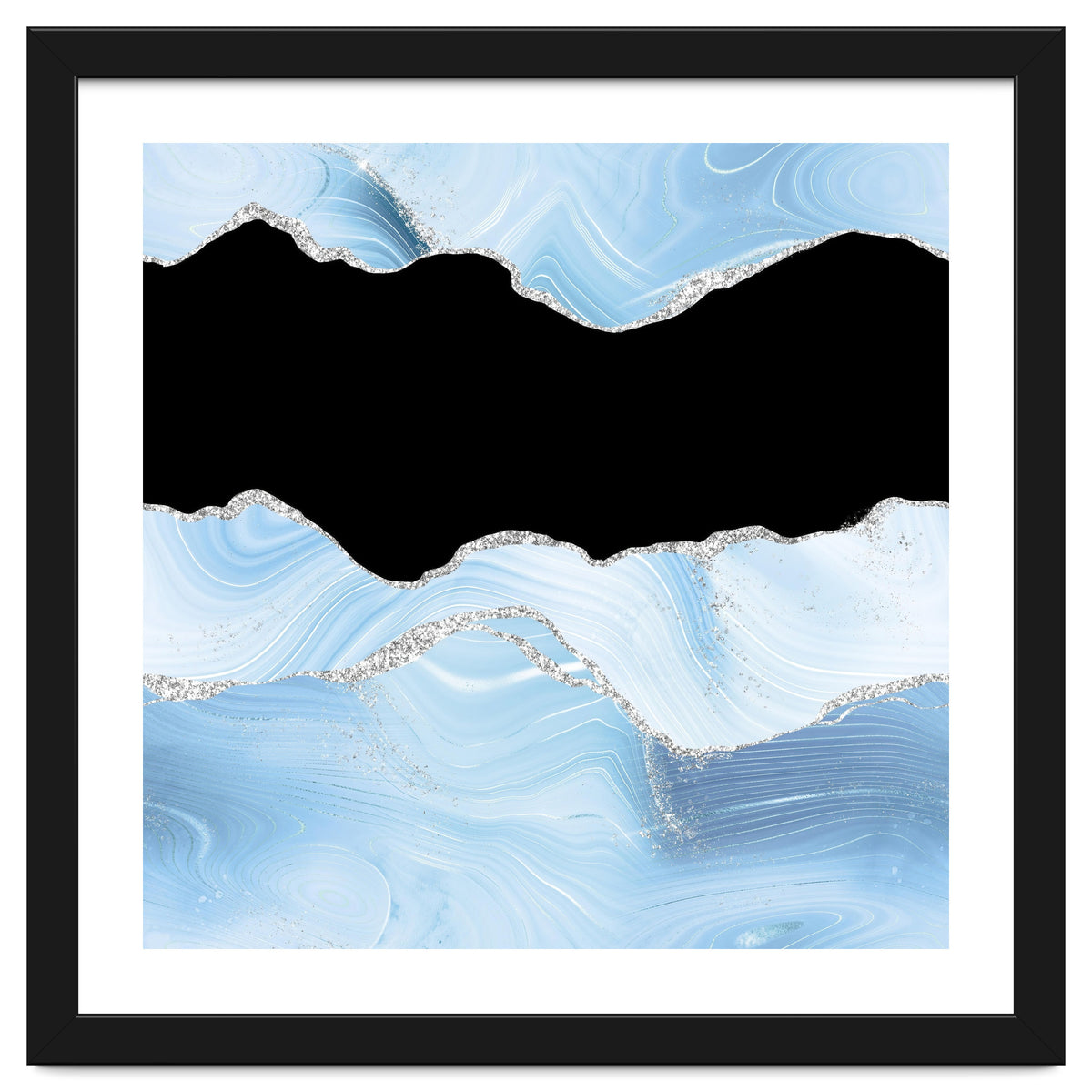 Blue & Silver Agate Glitter Texture 03