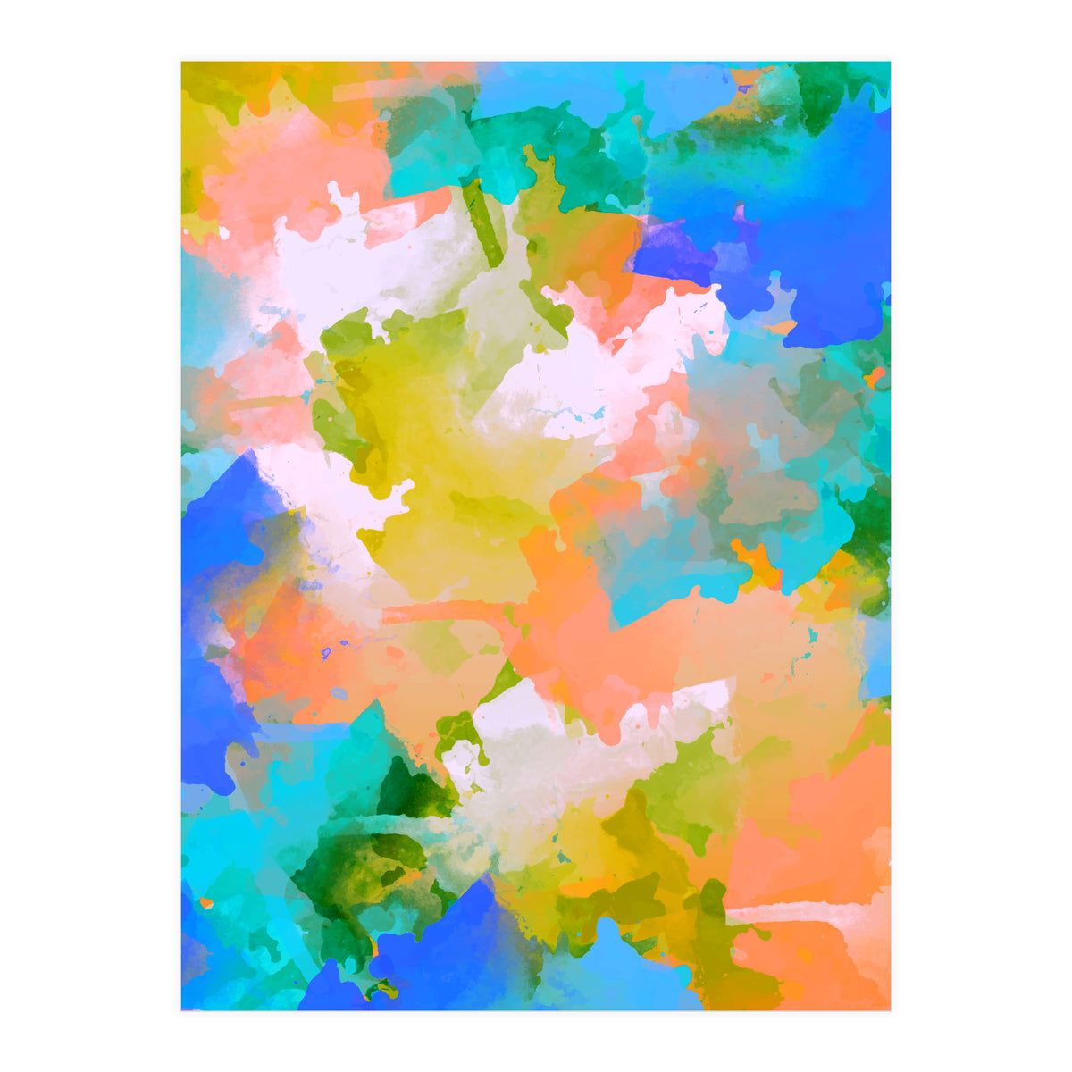 The Power Of Faith, Abstract Watercolor Painting, Pastel Bohemian Colorful Eclectic, Blush Sky 70s Playful (Print Only)