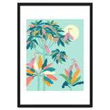 Drawn To The Moon, Stork Heron Flamingo Birds, Tropical Pastel Wildlife Forest Nature, Animals Jungle Bohemian Eclectic Fly thumbnail