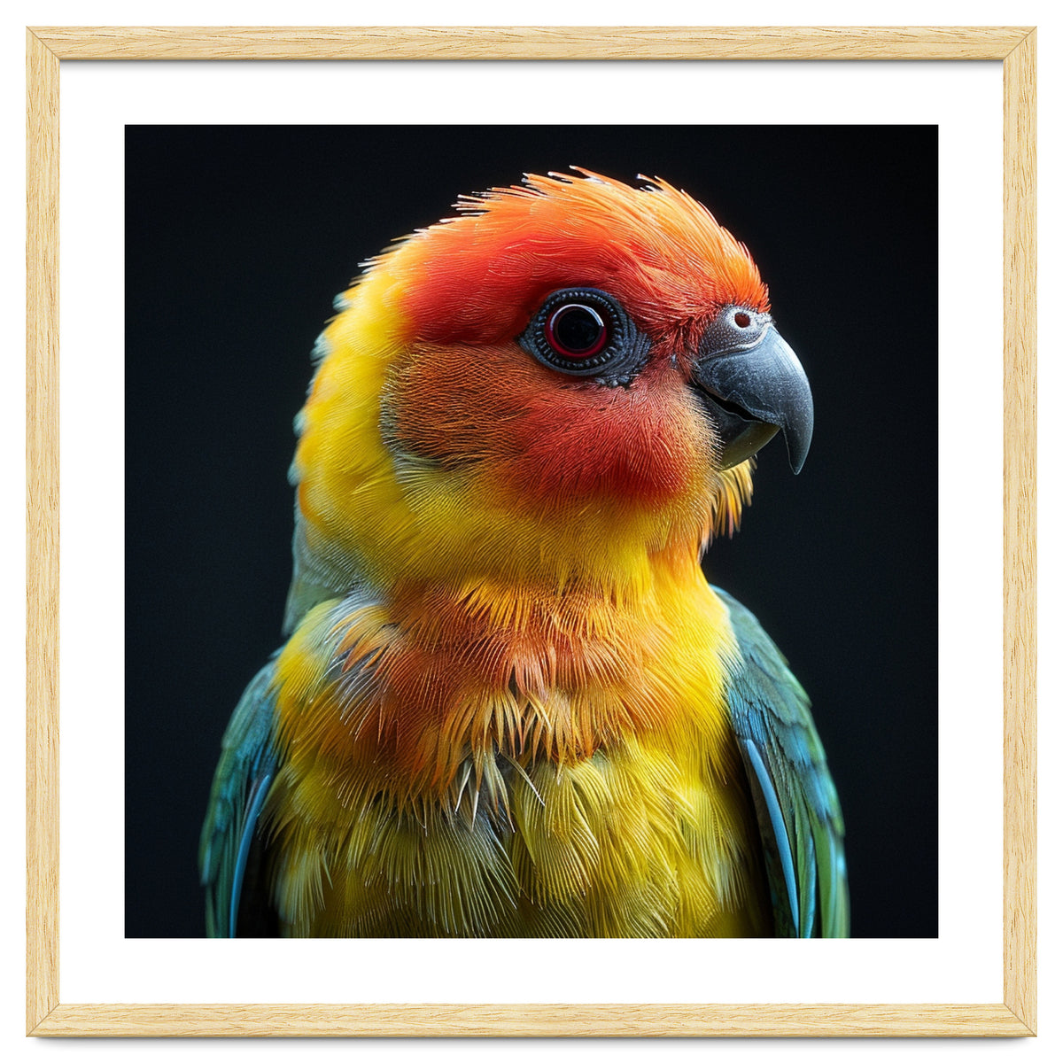 Vibrant Sun Conure Parrot Close Up Portrait