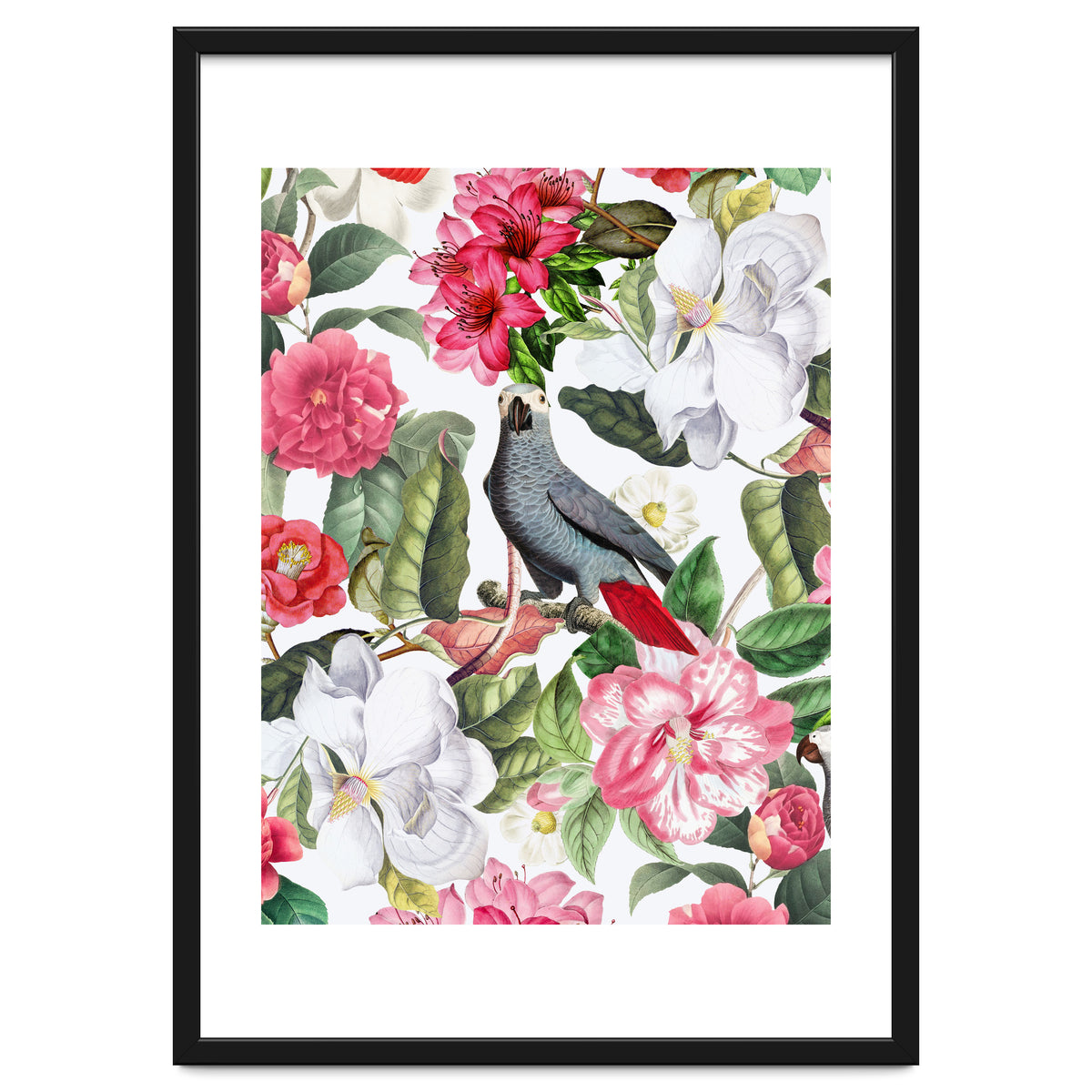 Vintage Cockatoo in Flower Jungle