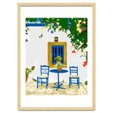 Greek Vacay For Two, Evil Eye Santorini Travel Summer, Eclectic Travel Architecture White Buildings Cafe thumbnail