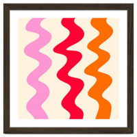 Squiggly Lines - orange, pink and cream