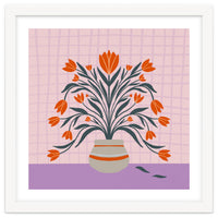 Tulips in a vase - orange and violet