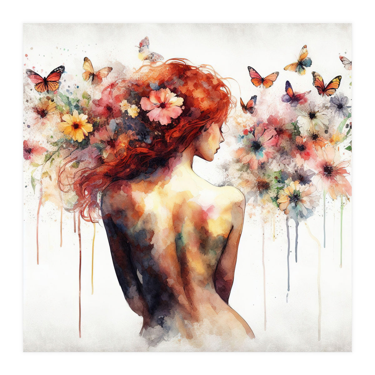 Butterfly Profile In Bloom (Print Only)