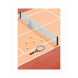 Tennis Court Art, Tennis Racket Illustration, Modern Sports Design (Print Only) thumbnail