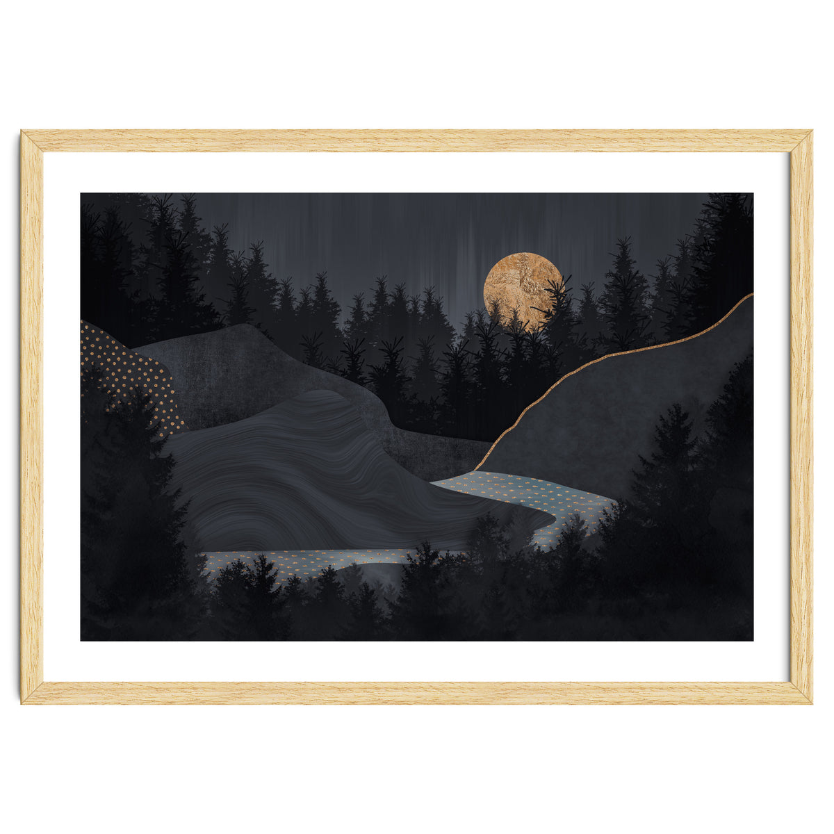 Abstract Landscape Midnight Moon