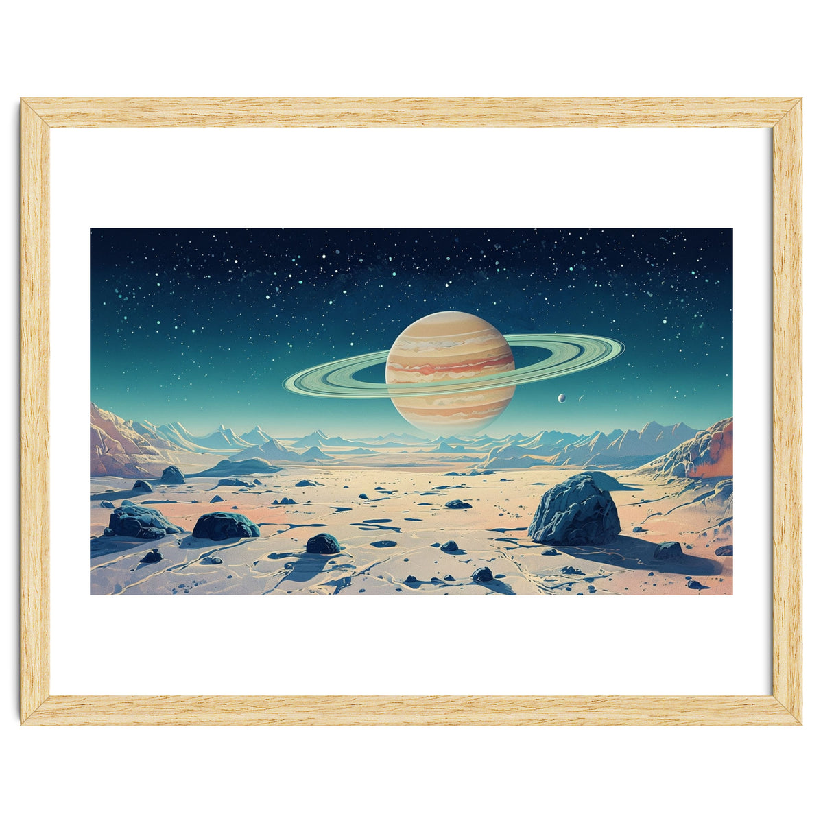 Alien Horizon: Saturn-Inspired Planetary Landscape