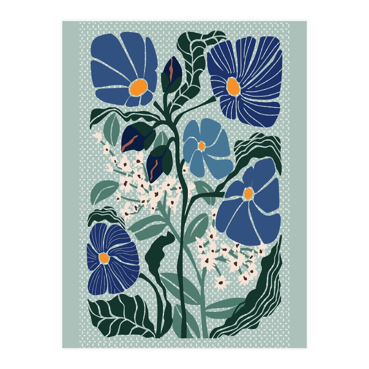 Klimt Flowers Light Blue (Print Only)