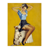 Pinup Woman Posing With Her Dog (Print Only) thumbnail