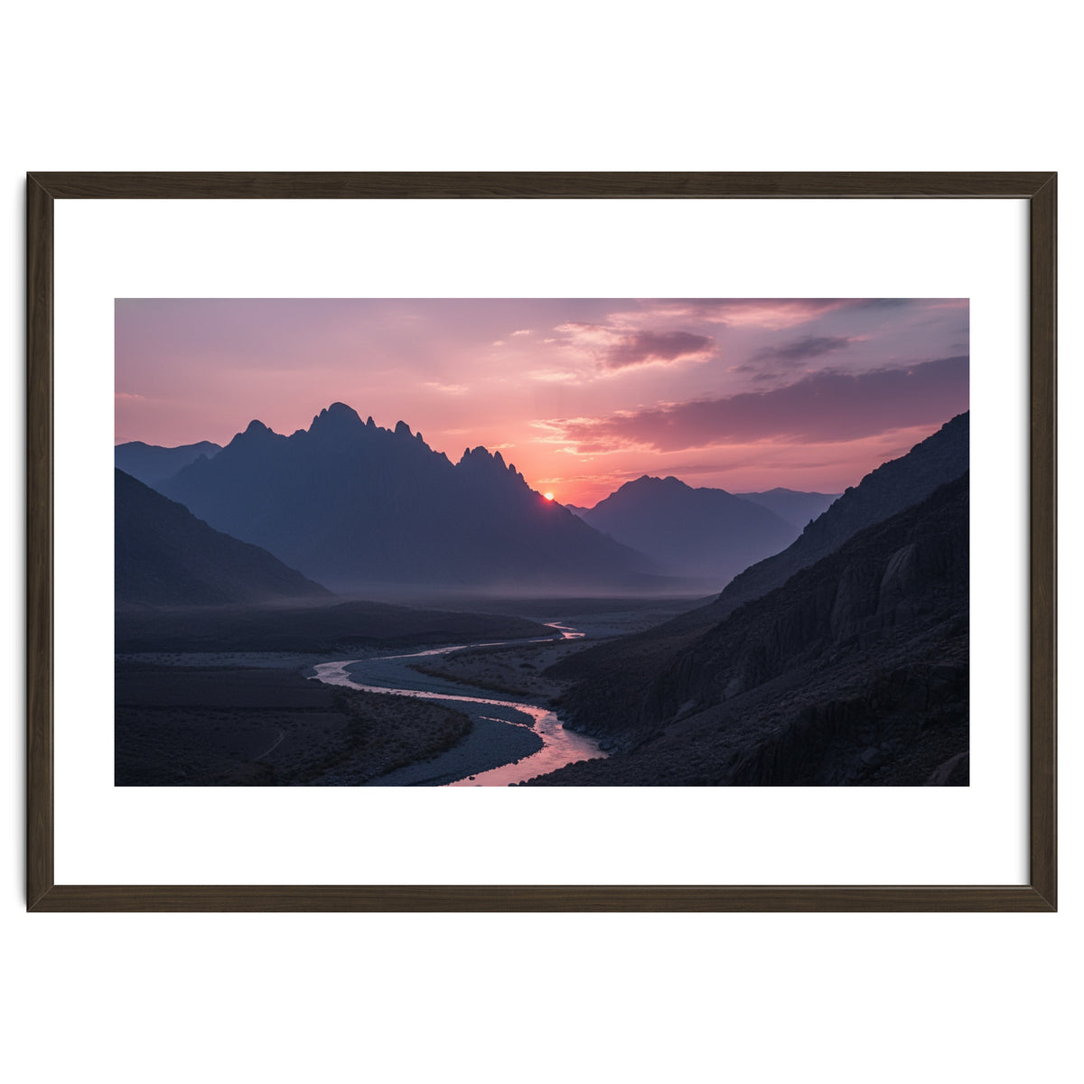 Crimson Sunset Valley: Serene Mountain Vista