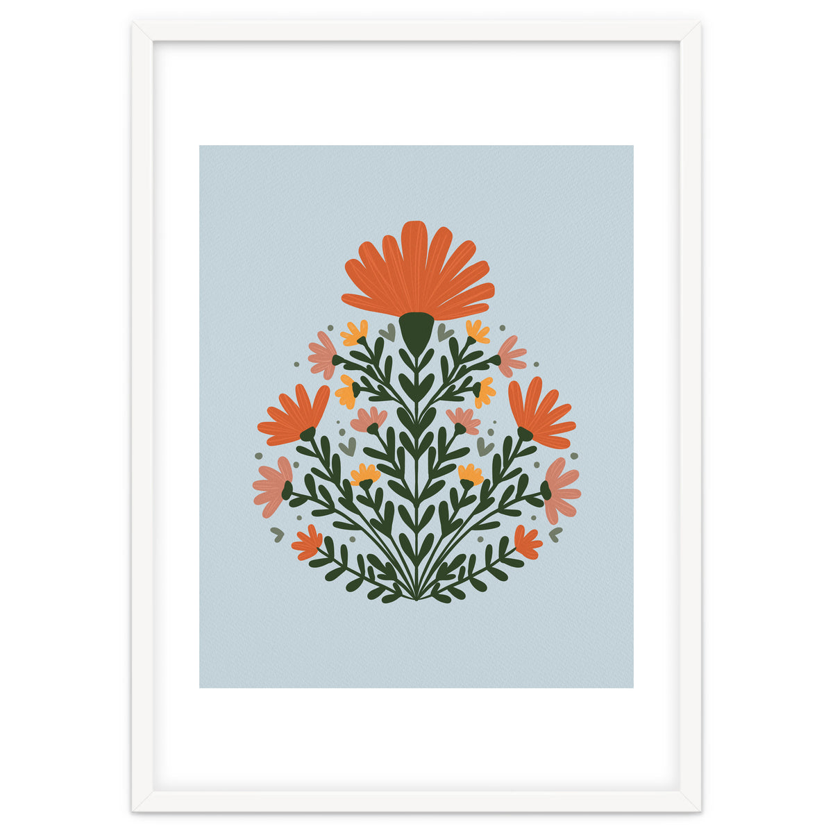 Symmetrical floral bouquet - orange and green