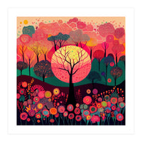 Folk Sunset Forest In Bloom (Print Only)