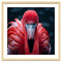 Close Up Flamingo Face With Water Droplets