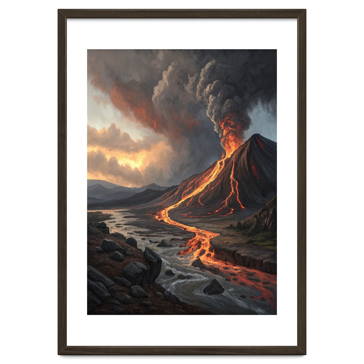 Dramatic Volcanic Eruption Landscape Art