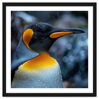 Close Up Of King Penguin In The Rain