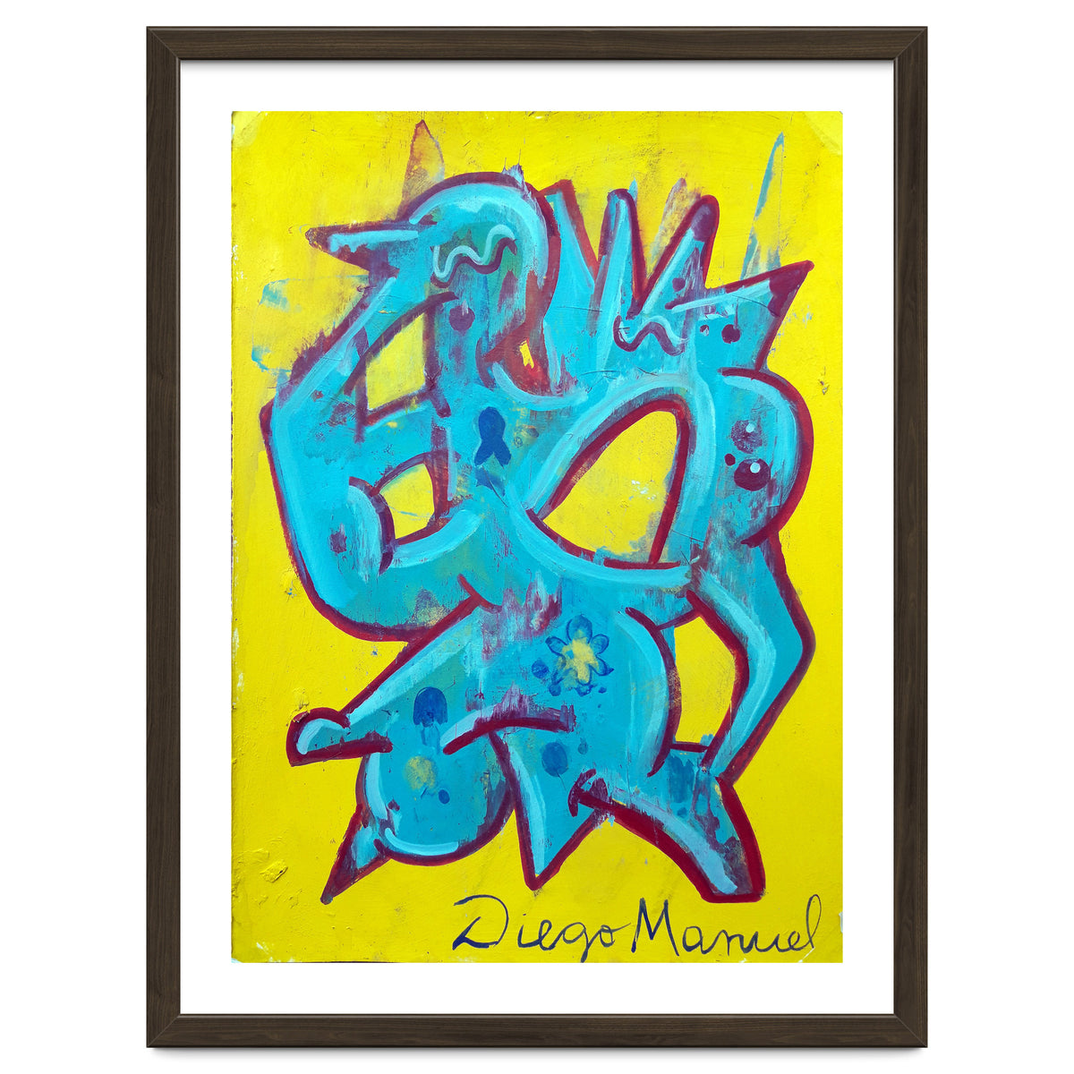 Forma Celeste Sobre Amarillo