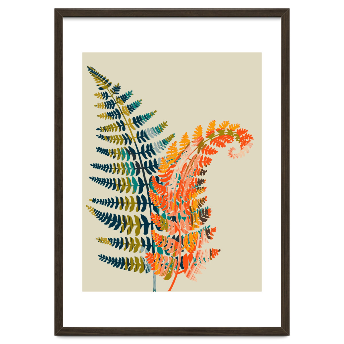 Colorful Fern Leaves