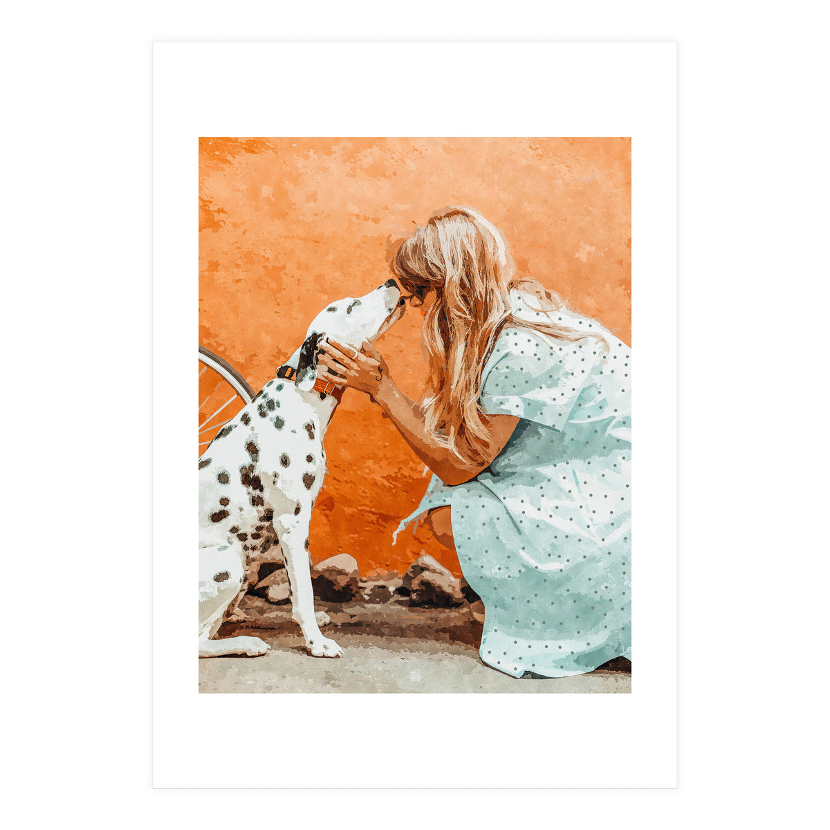 Pet Bound | Dalmatian Dog Lover Friendship Companion | Modern Bohemian Woman Puppy Animals Love (Print Only)