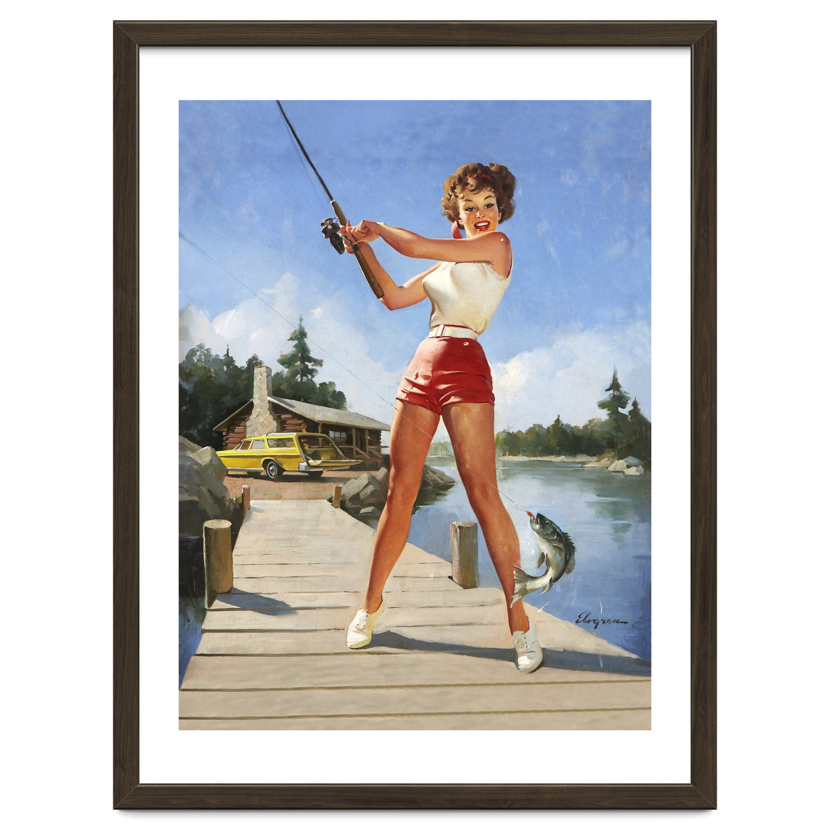 Pinup Fishing Girl With Her Catch
