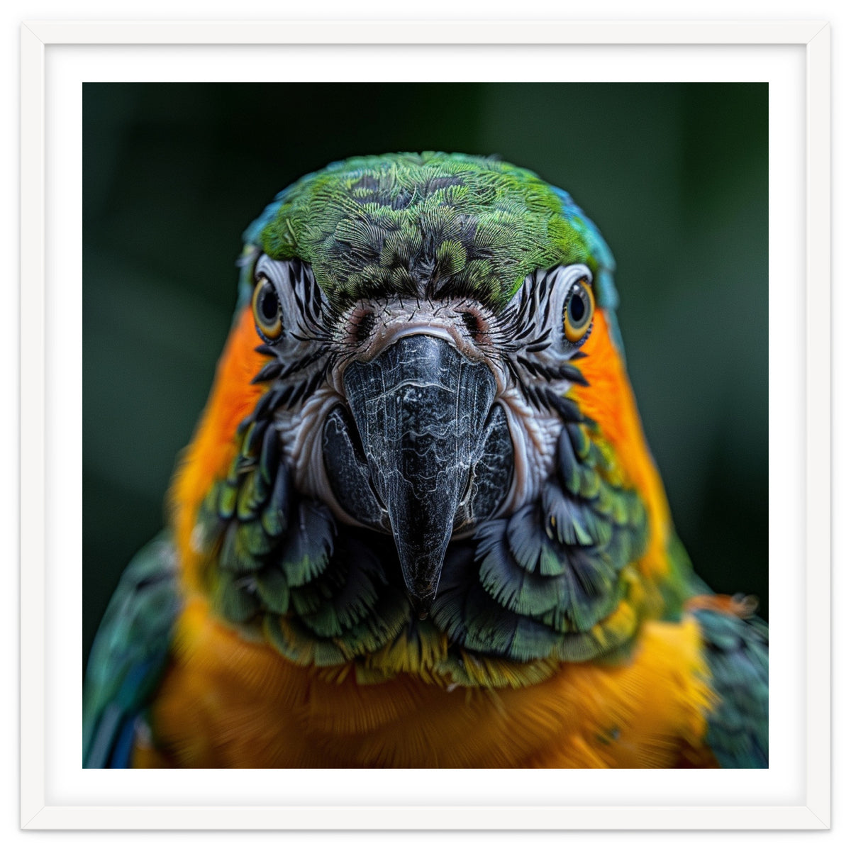 Blue And Gold Macaw Face Focused Portrait