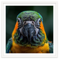 Blue And Gold Macaw Face Focused Portrait