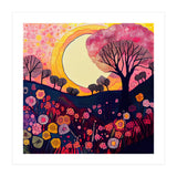 Folk Sunset Over Floral Hills (Print Only) thumbnail