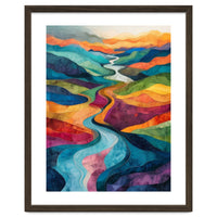 Colorful Abstract River Valley Landscape Art
