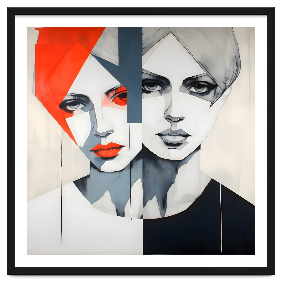 CHIC, Fashion in it's simplist form, two chic women head and shoulders portrait.