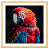 Scarlet Macaw Parrot Detailed Feather Close Up Portrait thumbnail