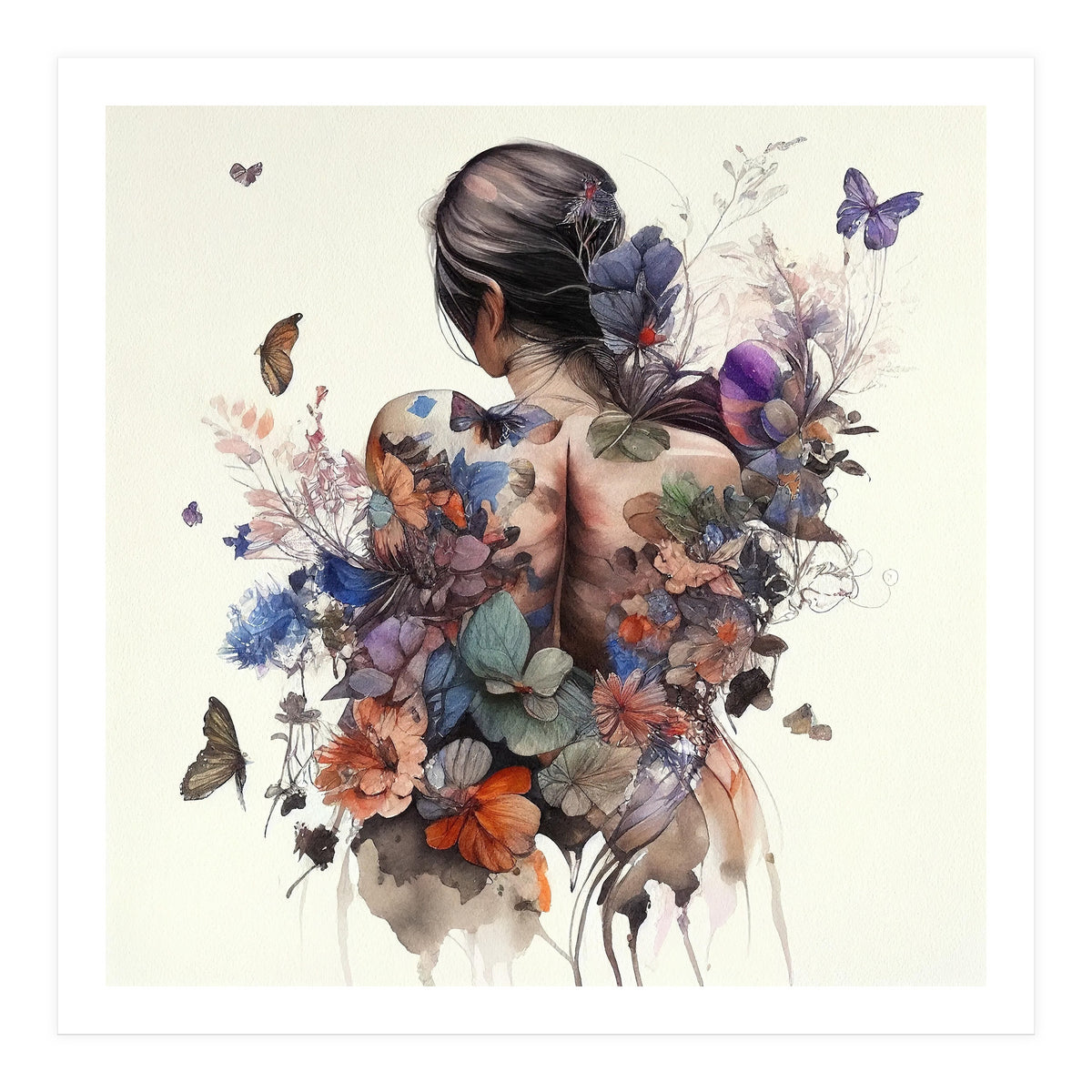 Watercolor Butterfly Bouquet (Print Only)