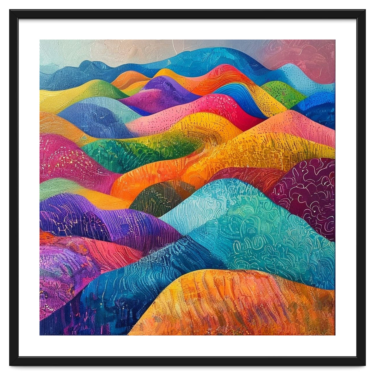 Vibrant Rainbow Rolling Hills Landscape