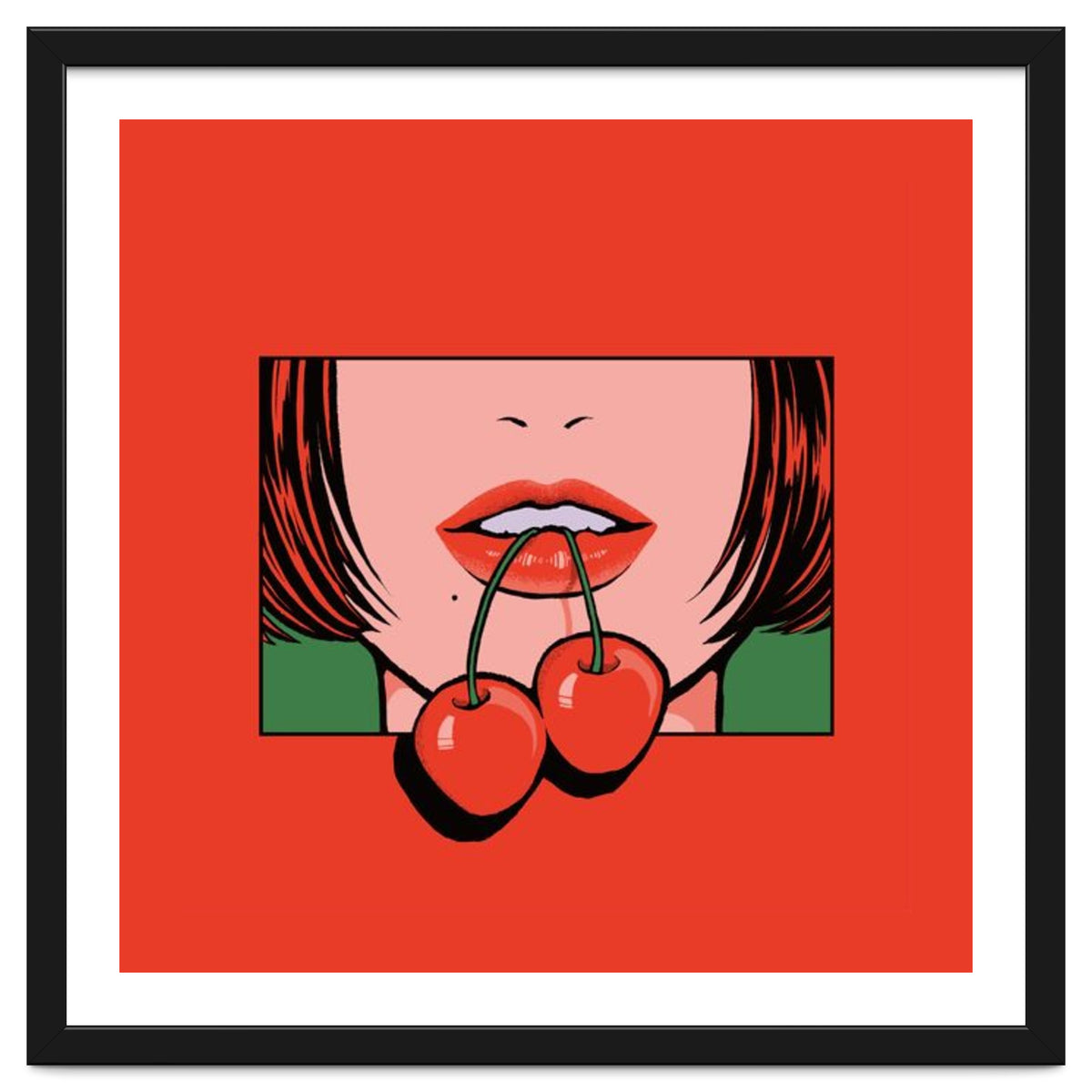 Pop Art Cherry Bold Lips With A Classic Design